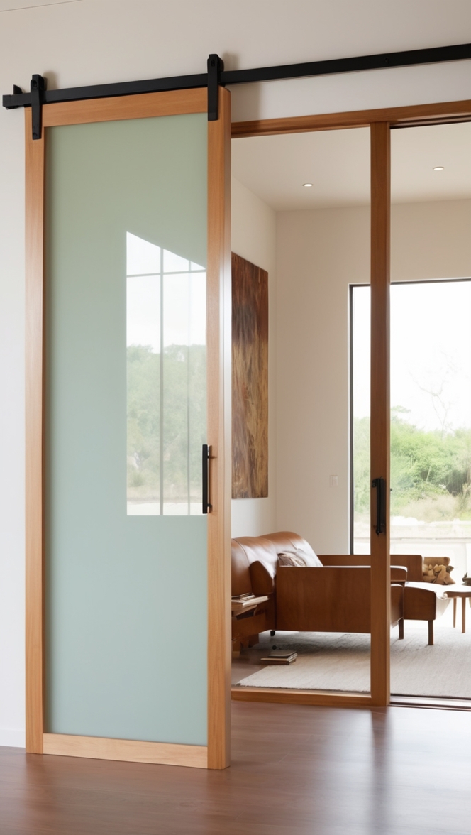 What makes the wooden glass sliding door design stand out? ?